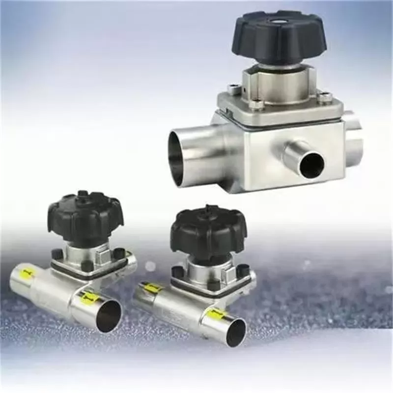 Sanitary T-type three-way diaphragm valve， Sanitary diaphragm valve，Diaphragm valve