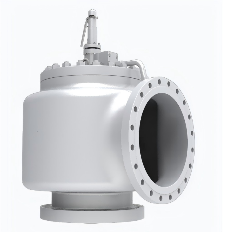 Large-bore pilot-operated safety valve, pilot-operated safety valve, safety valve